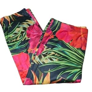 Womens Floral Print Capris - Pink & Green
